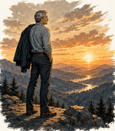 Silas North illustration: The summit was never supposed to be a place you sprinted past.